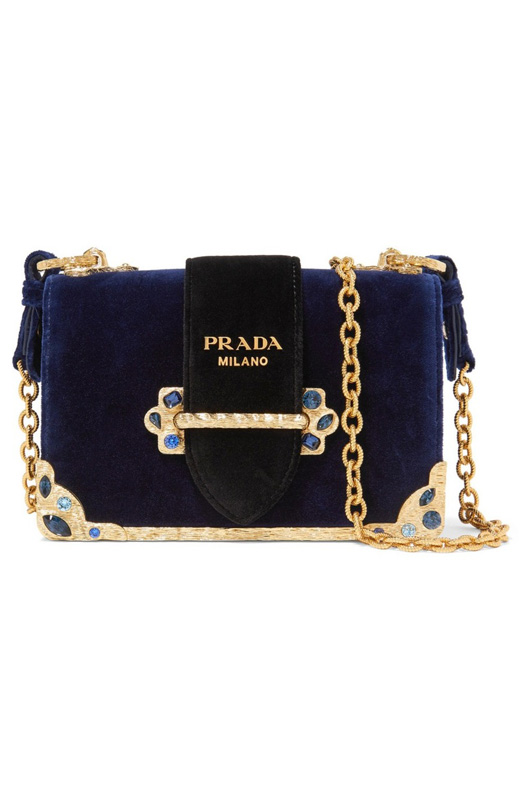 Prada Velvet Crystal Embellished Bag